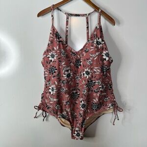 Kona Sol Pink Floral One Piece Swimsuit Size 22W